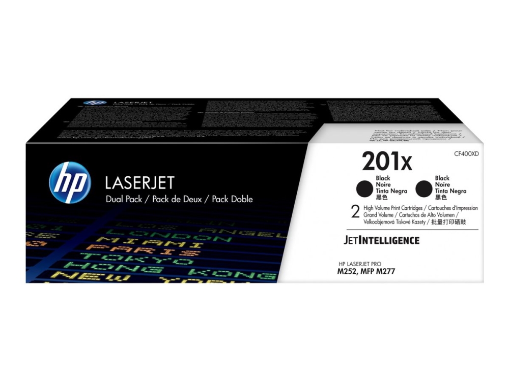 HP 201X - 2-pack - Lång livslängd - svart - original - LaserJet - tonerkassett (CF400XD) - för Color LaserJet Pro M252dn, M252dw, M252n, MFP M277c6, MFP M277dw, MFP M277n