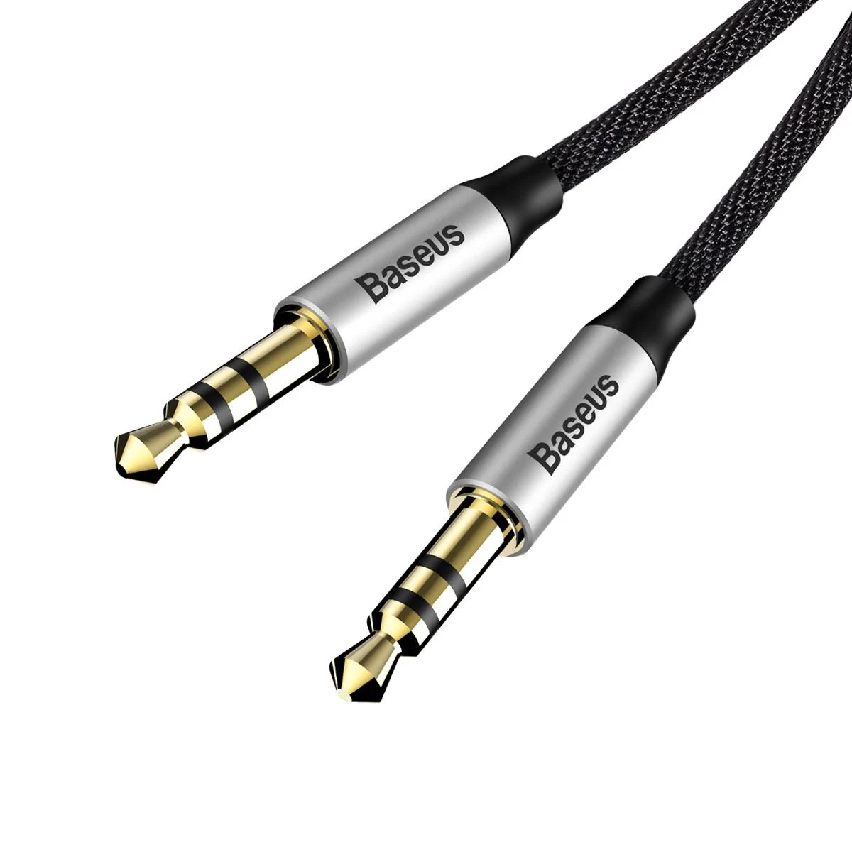 Baseus Yiven M30 stereo AUX 3,5 mm ljudkabel hane mini jack 1m silver-svart (CAM30-BS1), bild 4