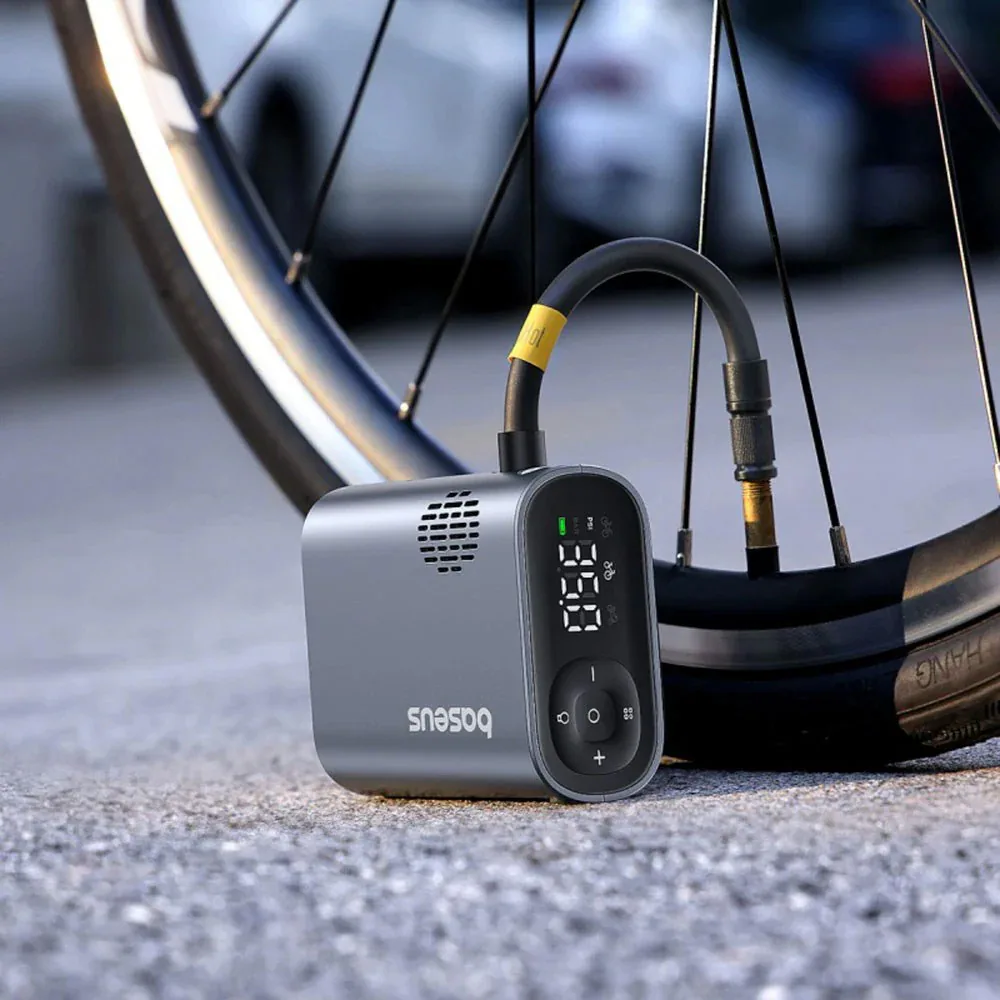 Baseus PrimeTrip Series elektrisk cykelpump med LED-display / portabel luftpump cykel - Svart
