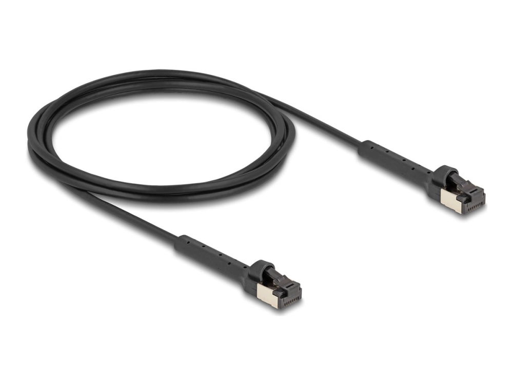 Delock Cat 6A smal vinklad RJ45-kabel, 2 m – svart