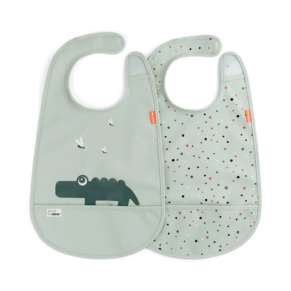 Done by Deer Bib with velcro 2-pack Croco Green, bild 2