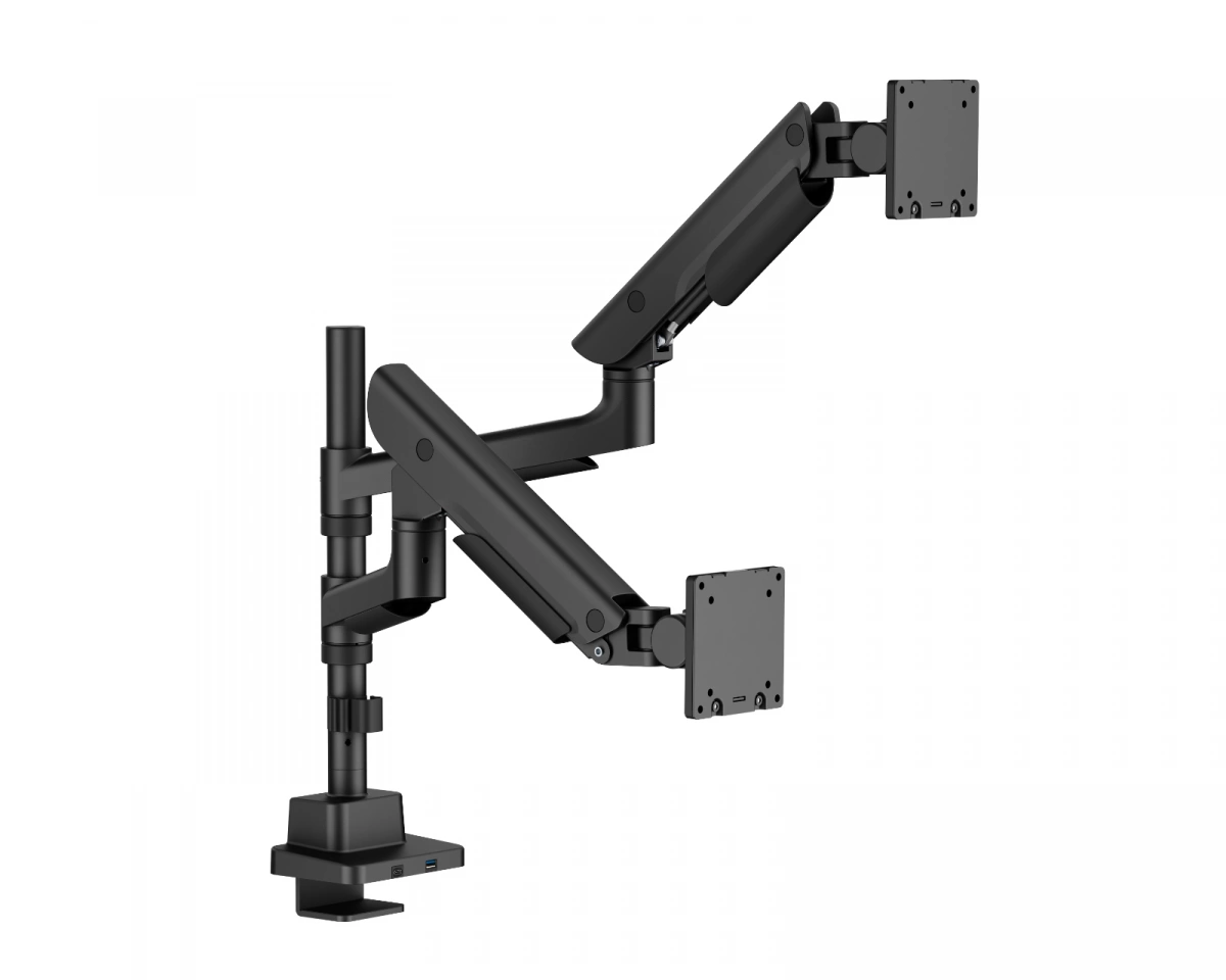 MaxMount Hercules Skärmstativ 27kg USB-Portar 24”-57” Svart - 2 Skärmar, bild 2