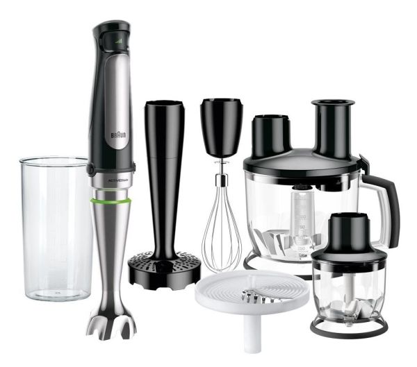Braun MQ 7087X, Nedsænkning blender, 1,5 L, Impulsfunktion, 1,2 m, 1000 W, Sort, Rustfrit stål