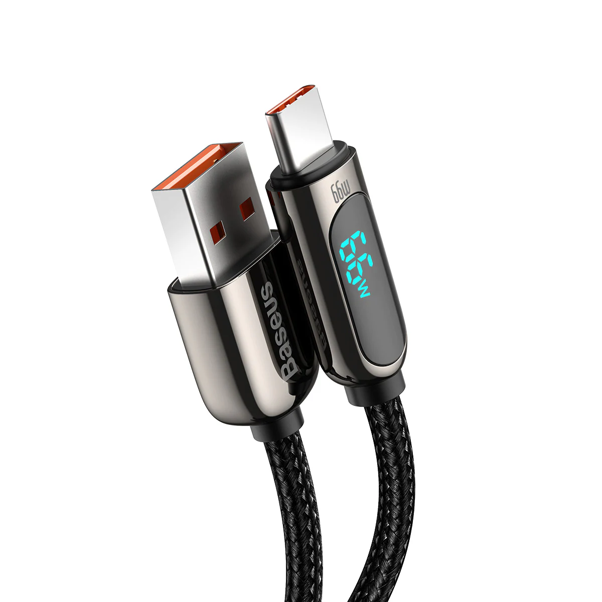 Baseus Display Snabbladdning Data USB-A / USB-C 66W 1 m kabel - svart, bild 4