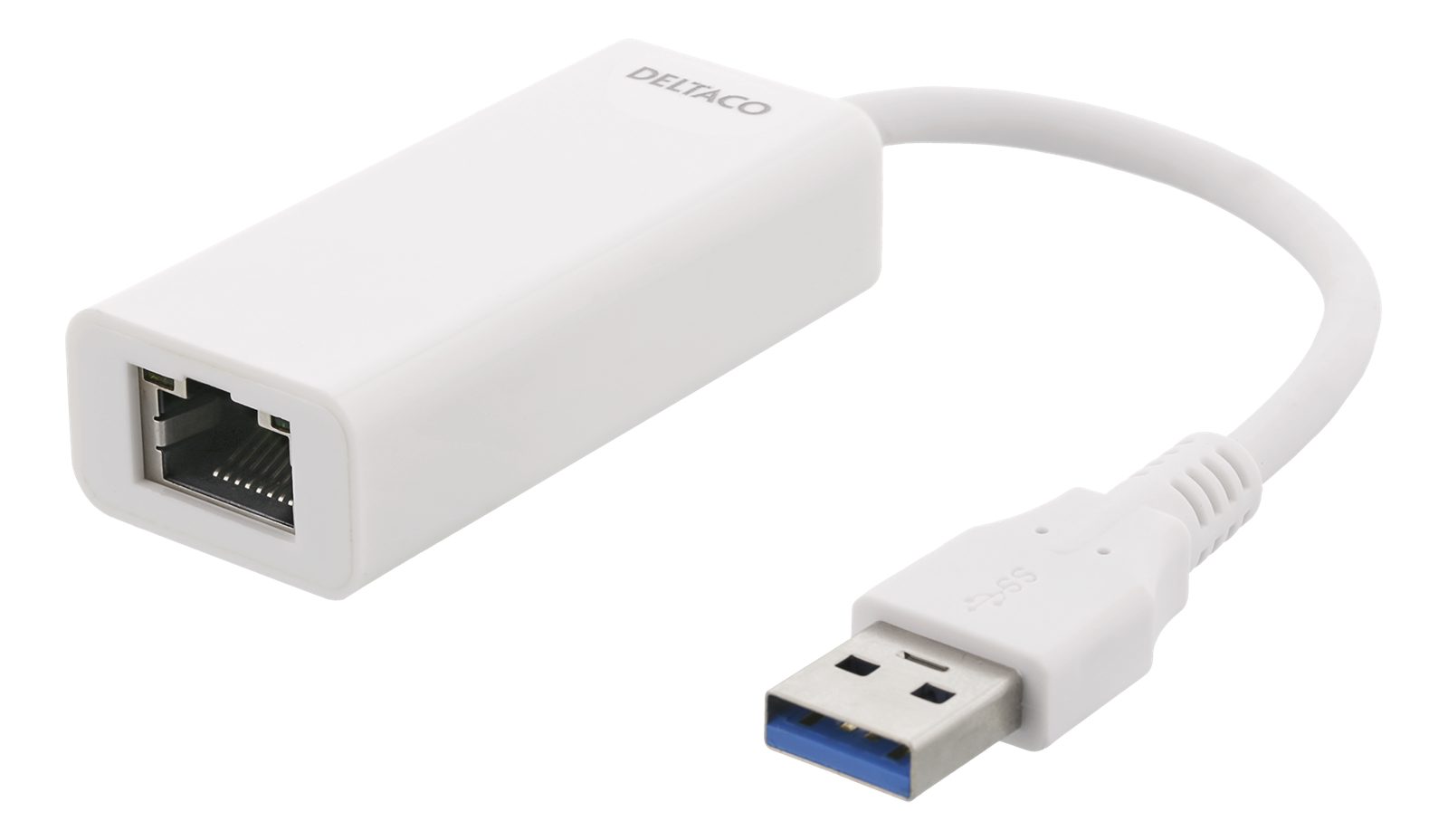 DELTACO Nätverksadapter USB-A 3.0 till RJ45 Vit, bild 3