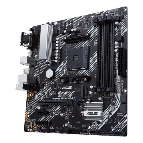 Asus PRIME B450M-A II, AMD Socket AM4, B450, MicroATX, 4xDDR4, PCI Express, M.2 + SATA3 RAID, VGA/DVI/HDMI, 7.1-ljud, USB 3.2, GigaLAN, Aura Sync RGB, bild 2