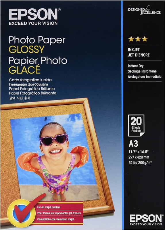 Epson Photo Paper Glossy A3, 200g/m2, 20 ark