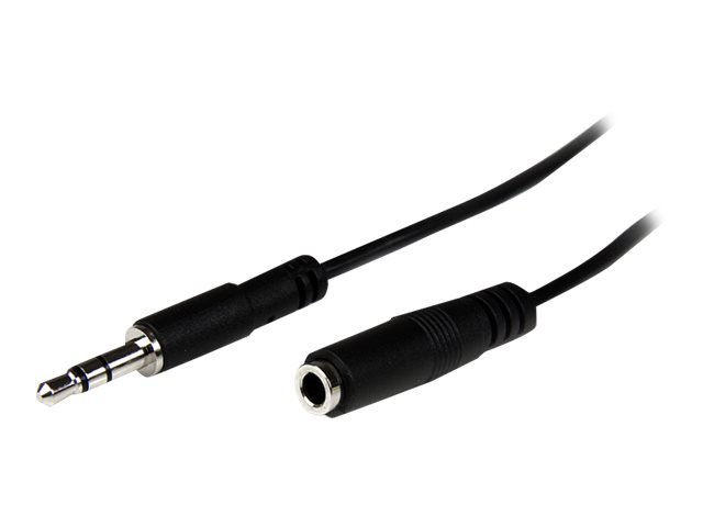Förlängningsljudkabel stereo 3,5 mm, slim, 1 meter - Svart