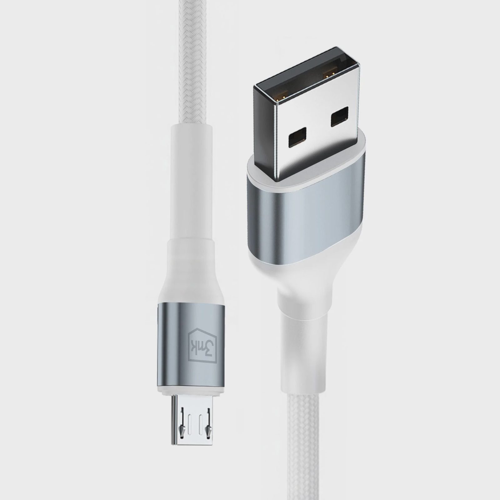 3mk Hyper Cable N-SERIES USB-A / MicroUSB 1m 5V/2,4A 12W / vit, bild 2