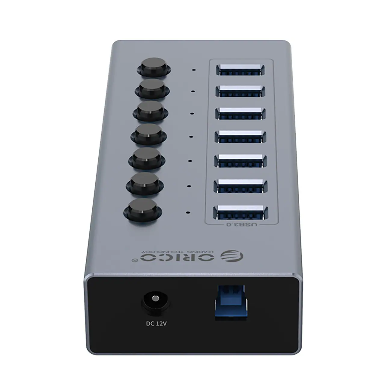 Orico BT2U3-7AB Hub 7x USB-A 3.0 med switchar - grå, bild 3