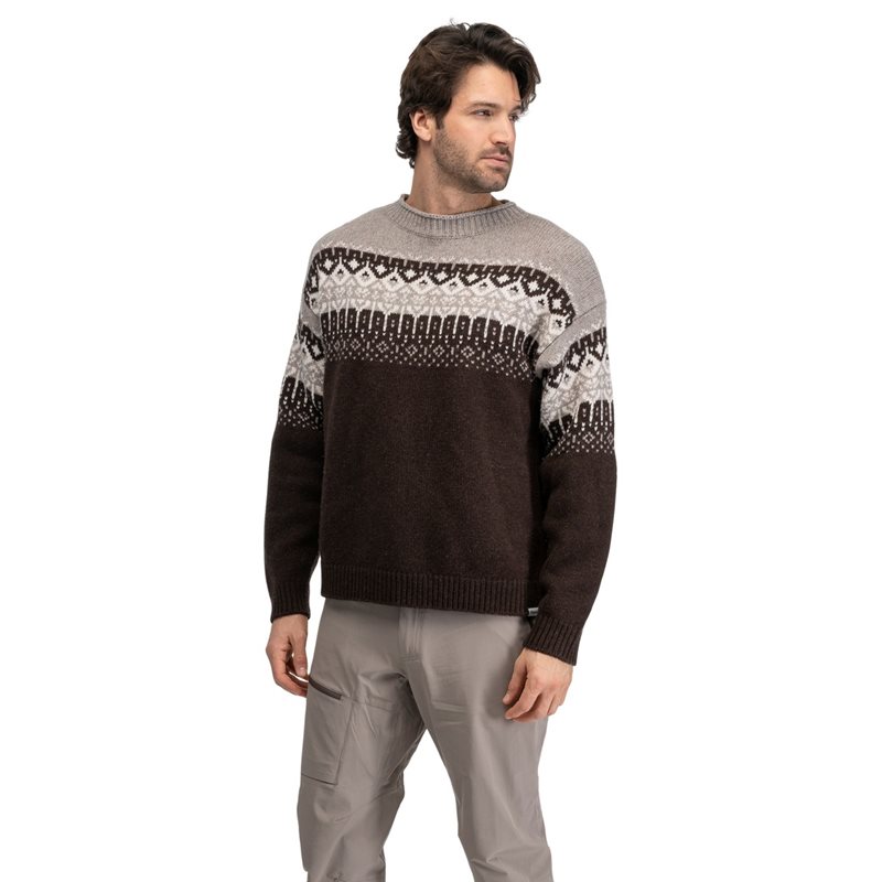 Bergans Steiro Knitted Wool Jumper Dark Chocolate/Rock Taupe/Creme - S