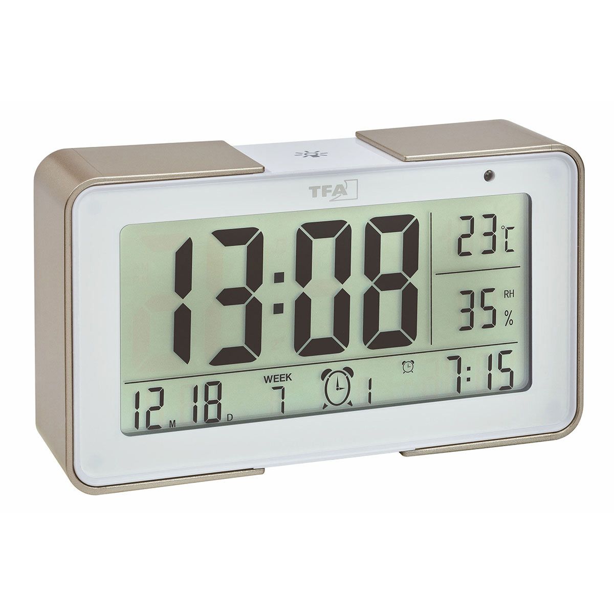 TFA-Dostmann 60.2540.53, Digital väckarklocka, Rektangel, Beige, Vit, -20 - 70 ° C, Batteri, 1,5 V