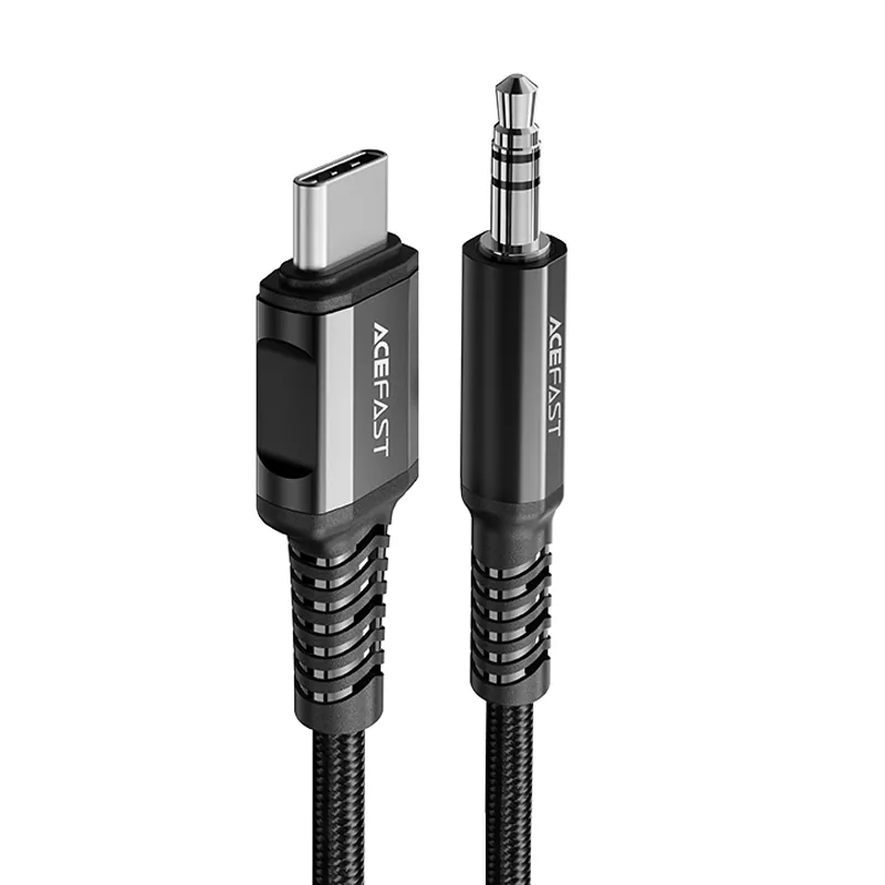 Acefast ljudkabel USB typ C - 3,5 mm minijack (hane) 1,2 m, AUX svart (C1-08 svart)