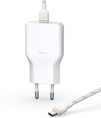 Unisynk G3 36W USB-C väggladdare med 2m USB-C-kabel (vit)