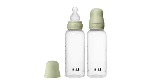 BIBS Baby Bottle Round Silicone 2-pack 270 ml Medium Flow, Sage, bild 4