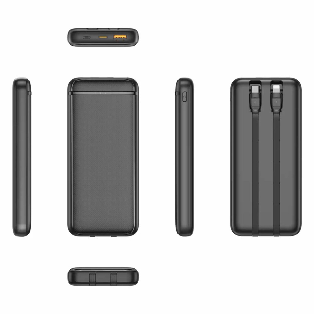Denver Powerbank 10000mAh med inbyggd USB-C och Lightingkabel, bild 2