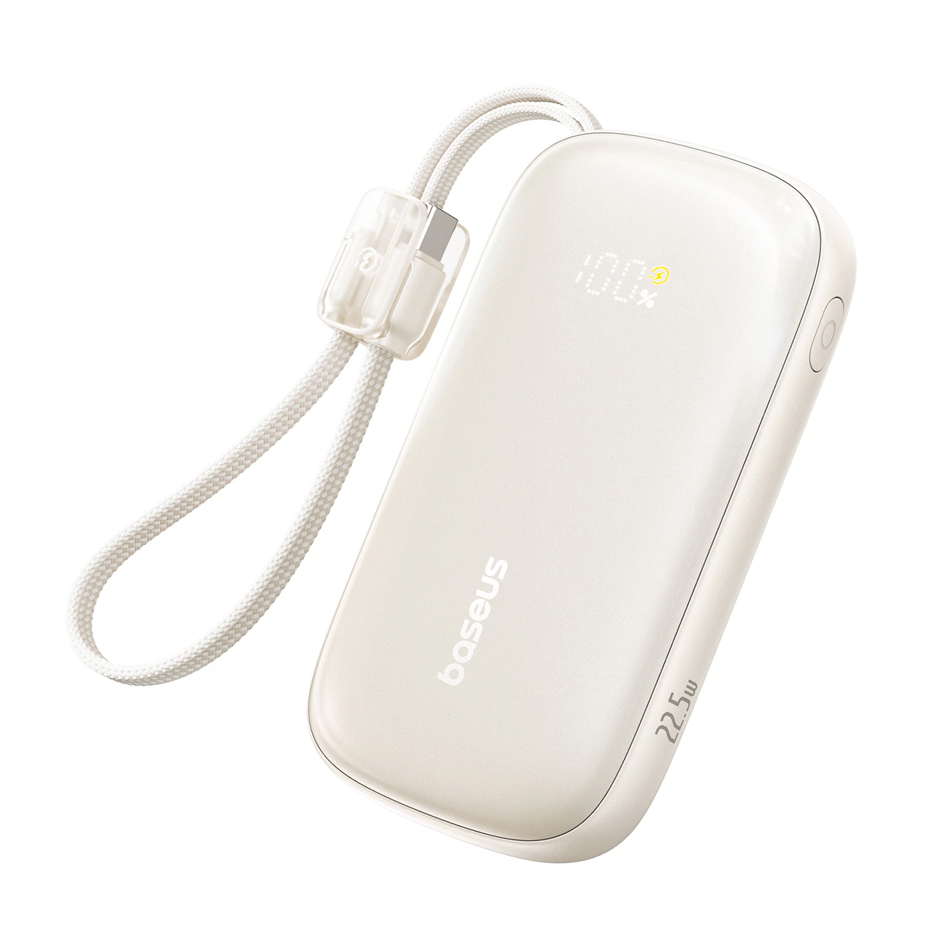 Baseus EnerFill FC21 Qpow 3 Ultra 10000mAh 22,5W powerbank med integrerad kabelrem – beige