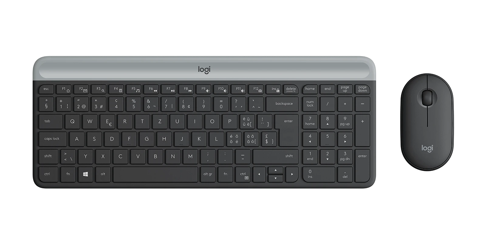 Den tunna trådlösa tangentbords- och muskombinationen MK470 - Grafitgrå - Schweiziska (QWERTZ)