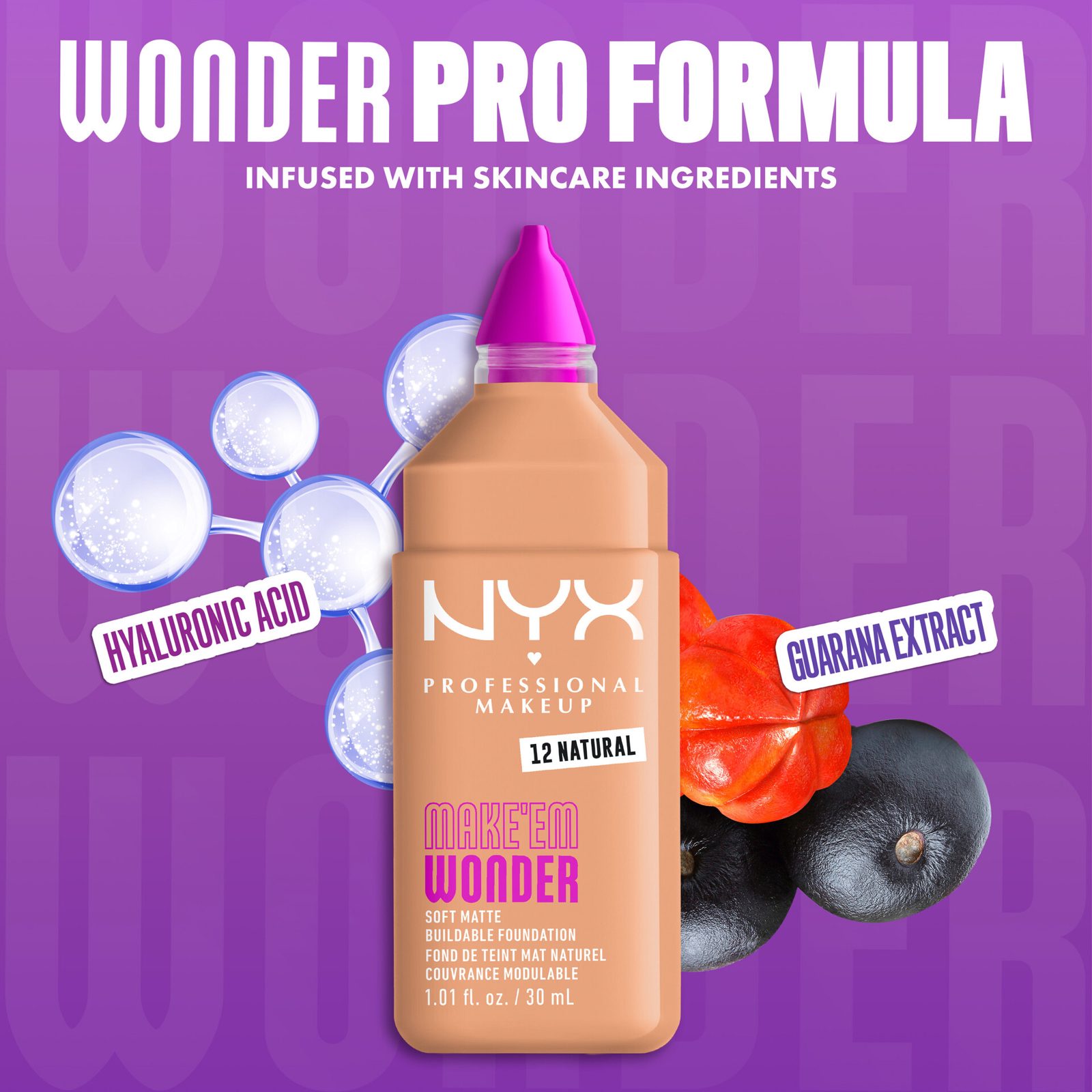 NYX Professional Makeup Make Em Wonder Foundation 12 Natural 30 ml, bild 4