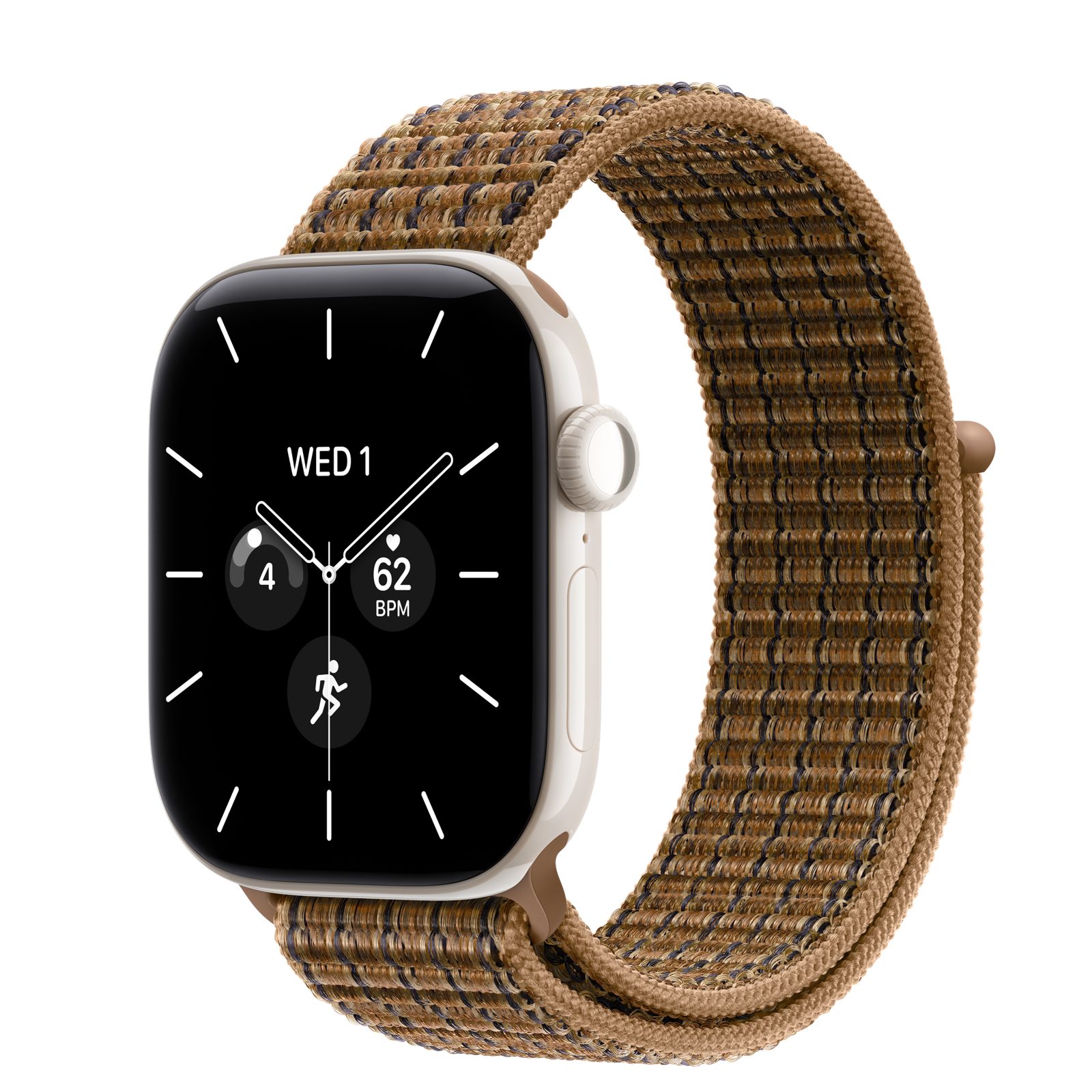 Apple Watch Series 12 (GPS + Cellular) • Keramikboett pärlvit, 42 mm • Sportloop skotskrutig ljus umbra
