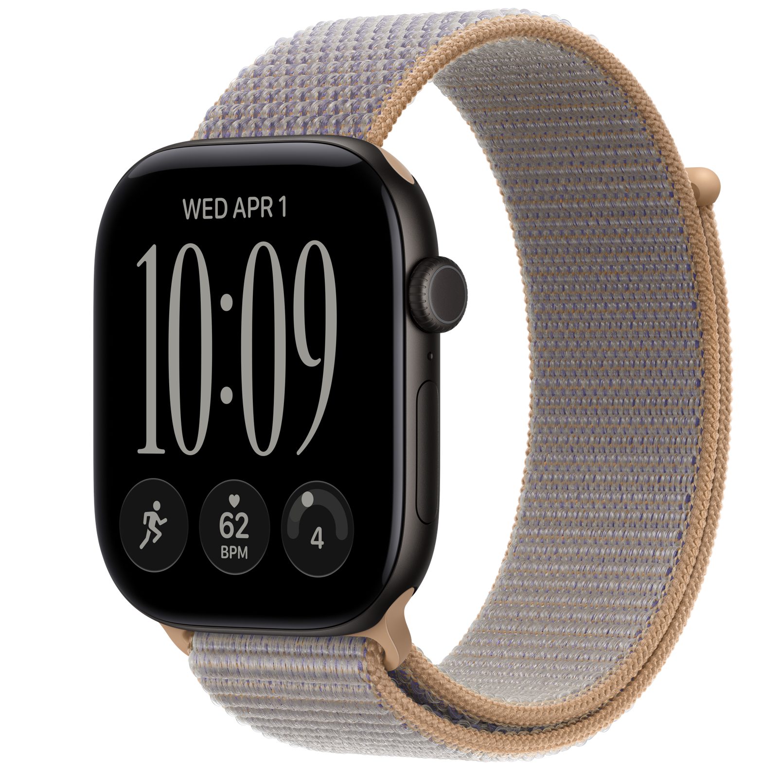 Apple Watch Series 12 (GPS + Cellular) • Aluminiumboett svart, 46 mm • Sportloop chambrayblå