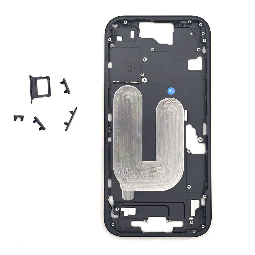 Apple iPhone 16 - Byte av mellanram - Svart (Actionknapp funkar ej)