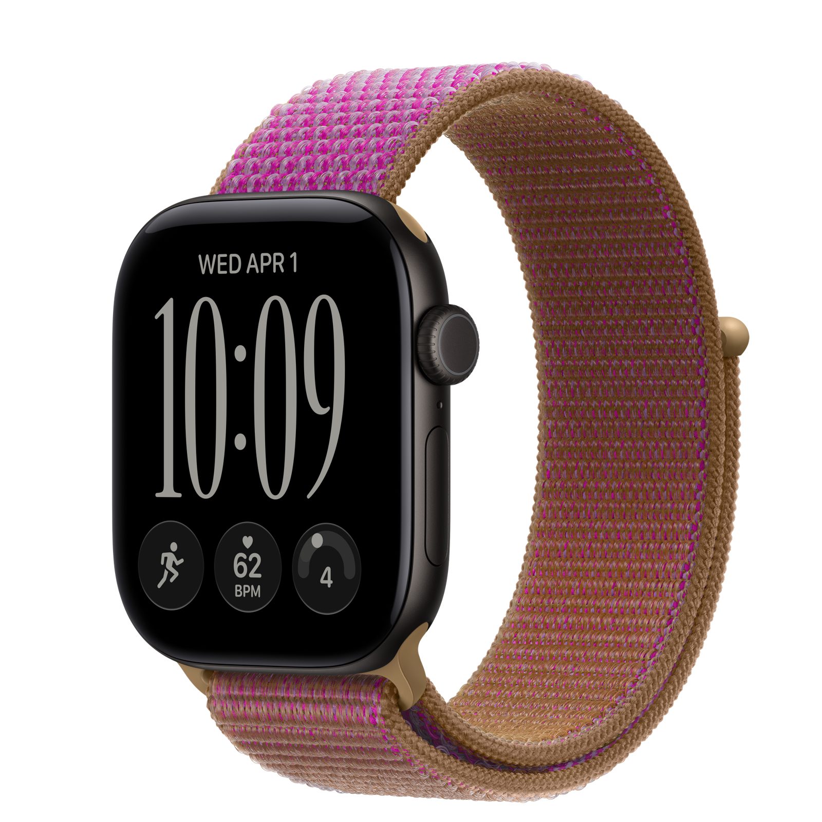 Apple Watch Series 12 (GPS) • Aluminiumboett svart, 42 mm • Sportloop magenta