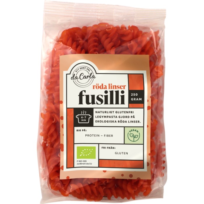 Da Carla Röda Linser Fusilli 250 g