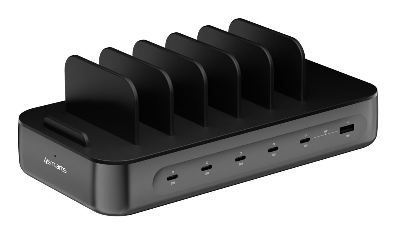 4smarts Team 541805 laddstation 100 W, 5x USB-C/1x USB-A, 6 kablar, svart