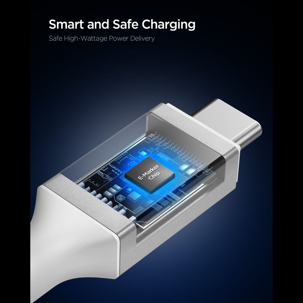 Spigen EB10020CC USB-C-kabel 100 W, 200 cm – vit, bild 3
