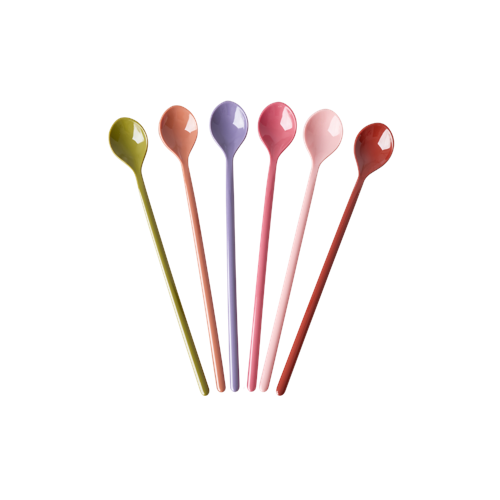Rice - Melamine Latte Spoons - Assorted Solid Colors - Set of 6