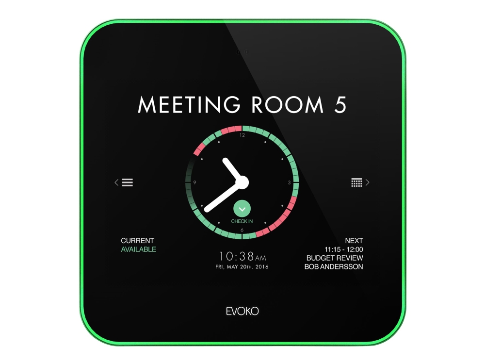 Rumsbokare Evoko Liso Room Manager, 8" display, LAN/WiFi, PoE+, inkl. väggfäste