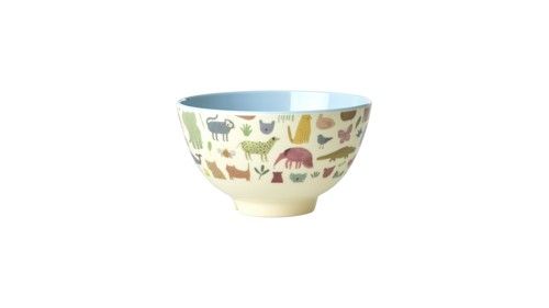 Rice - Melamine Bowl Small 300 ml Dusty Blue Sweet Jungle Print, bild 3