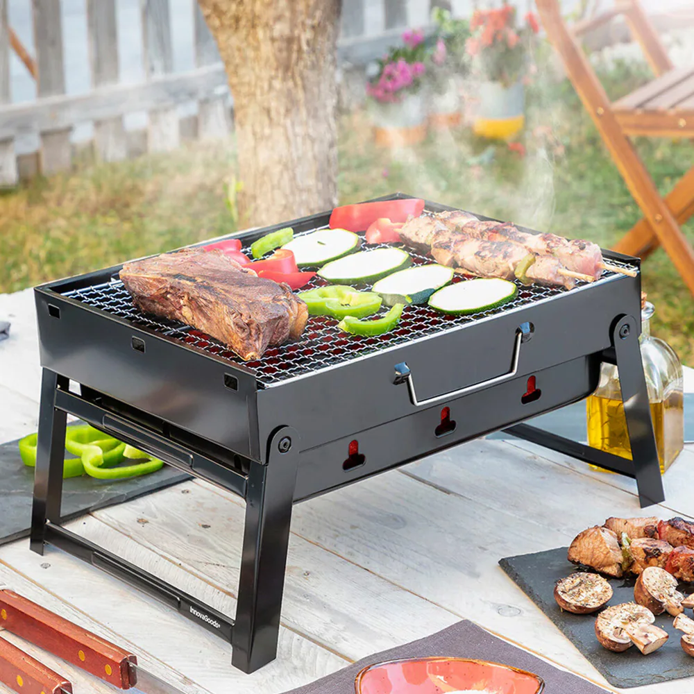 Hopfällbar och bärbar kolgrill / portabel kolgrill / campinggrill med kol
