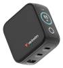 AC-adapter Verbatim Mini GaN Charger 65W with Display, 2xUSB-C / 1xUSB-A, inkl. reseadapter EU/UK/US, bild 5