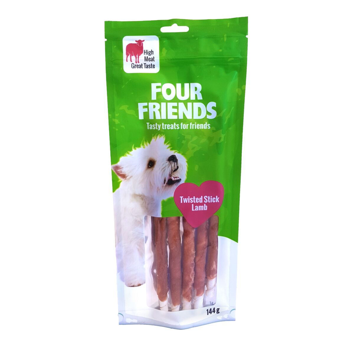 FourFriends Dog Twisted Stick Lamb 25 cm 5-pack