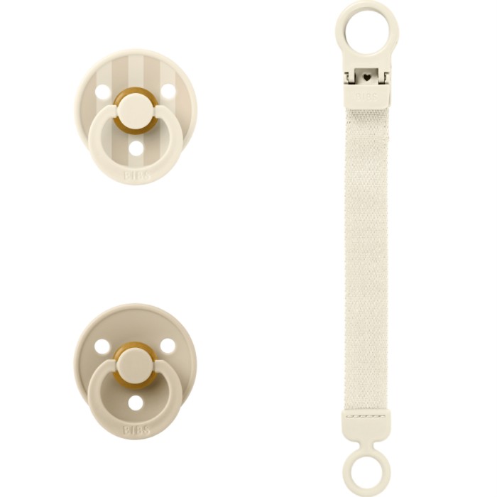 BIBS Gåvoset Napp stl1 + Nappband Ivory, 1 st