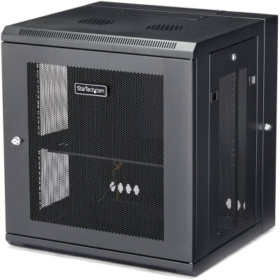 19" Skåp StarTech.com 12U, 610x550x640mm, stående eller väggmonterat, gångjärnsupphängning - Svart