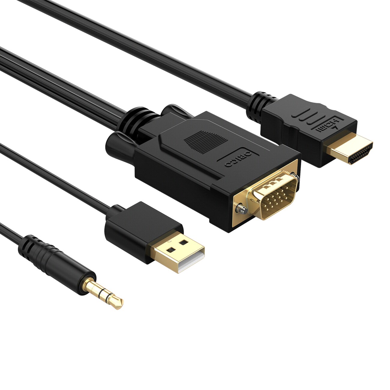 Orico XD-VATH VGA- och 3,5 mm-minijack till HDMI Full HD 60 Hz-kabel m. USB-ström, 5 m svart, bild 3