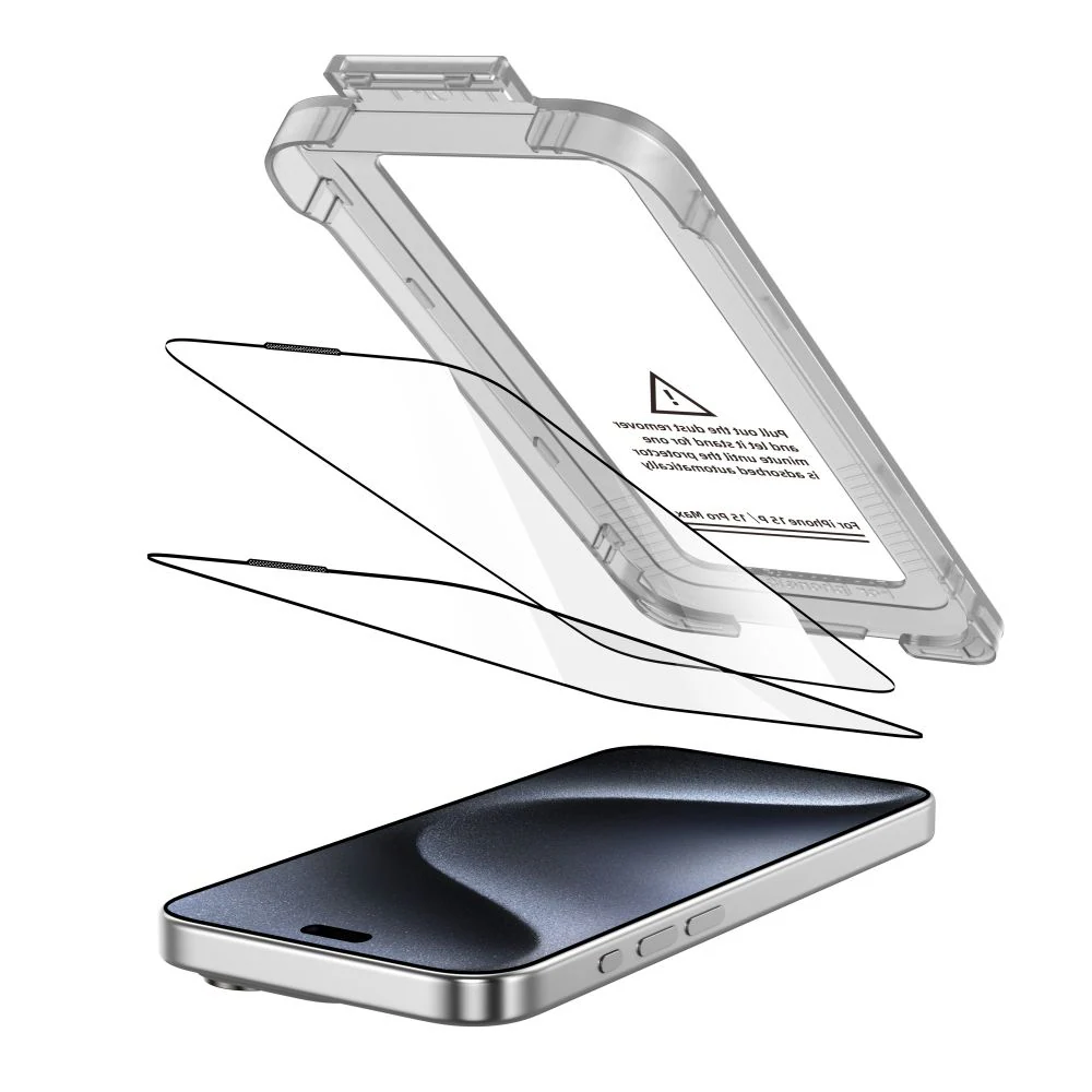 Tech-Protect Quick Set+ 2-pack härdat glas för iPhone 15 Pro - svart, bild 2