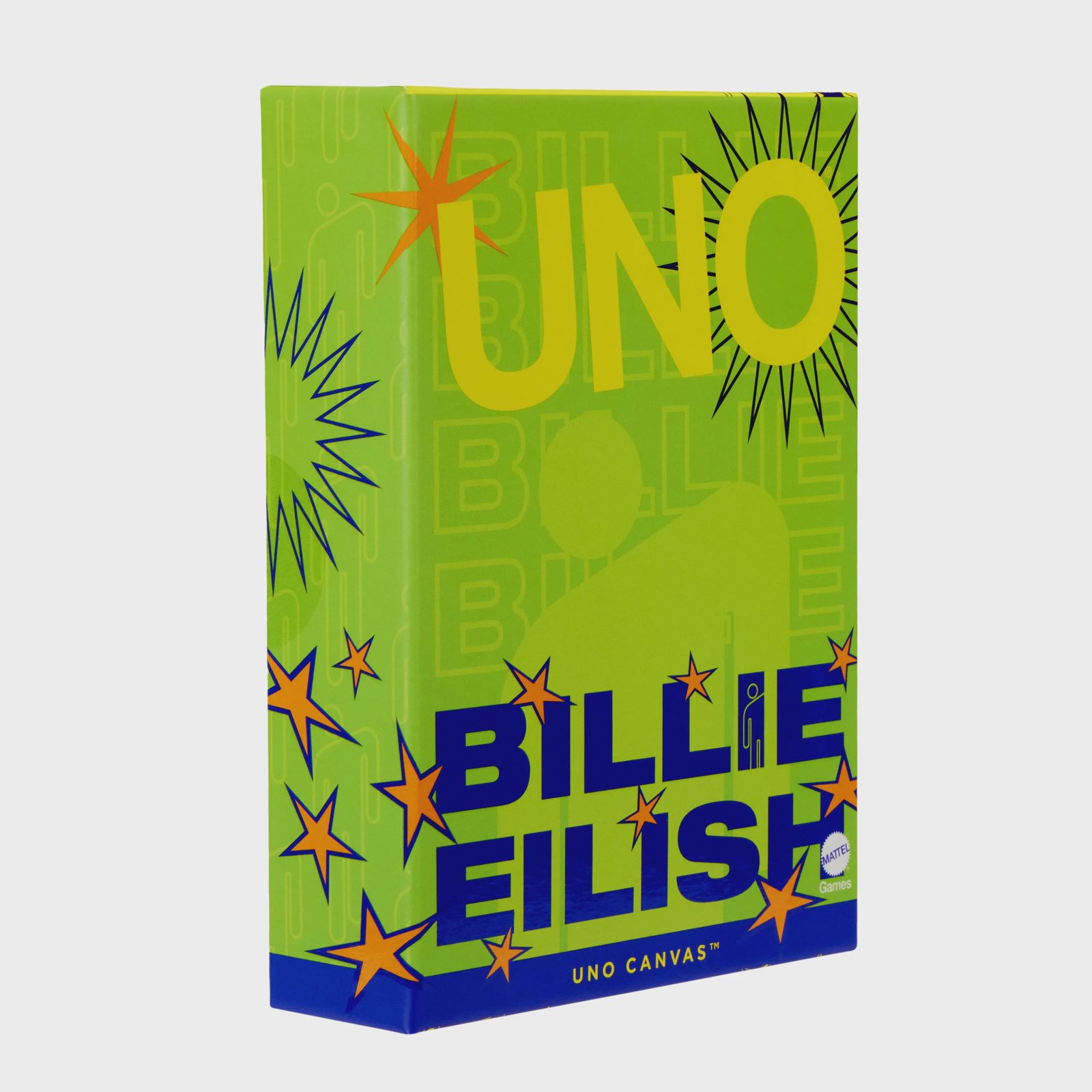 Mattel Games UNO Canvas Billie Eilish-kortspel, samlarprodukt för barn, vuxna och familjekvällar, Kortspel, Familj, 7 År