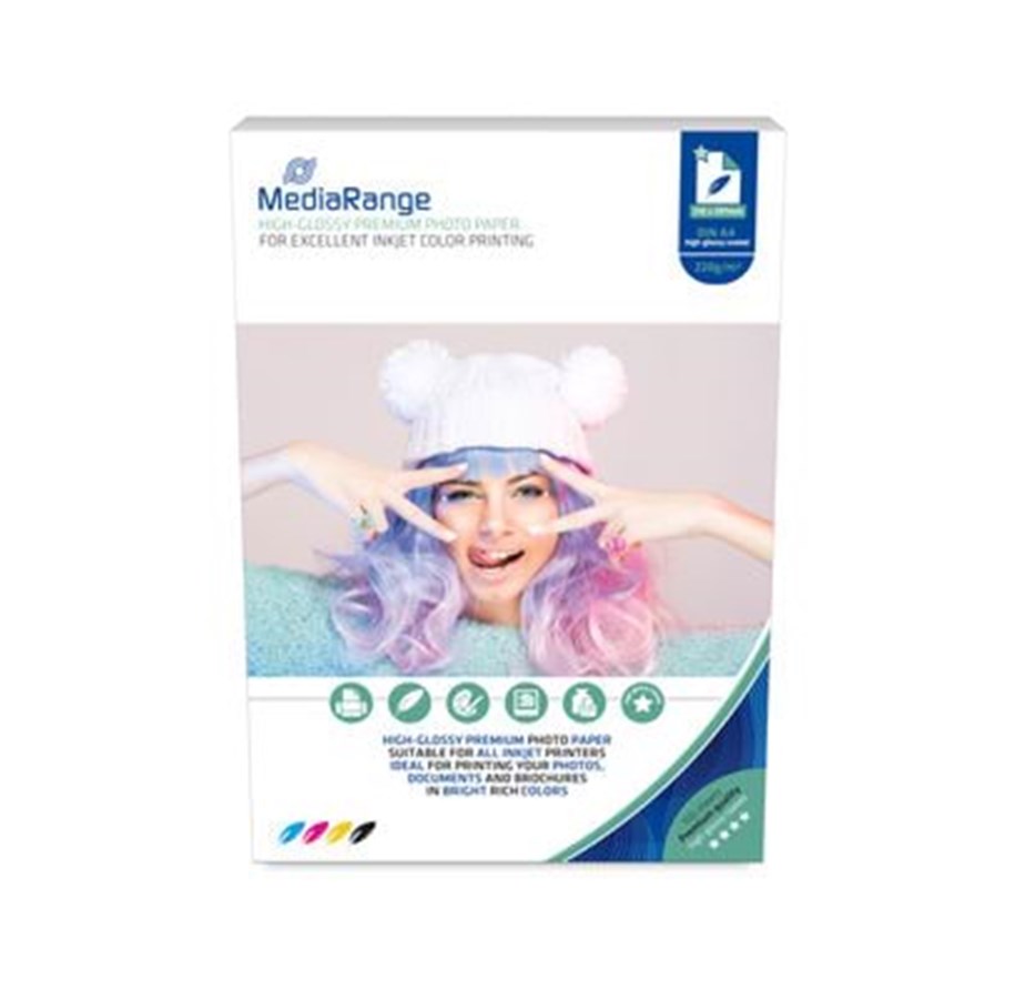 MediaRange - Högblank - bestruket - A4 (210 x 297 mm) - 220 g/m² - 100 ark fotopapper, bild 2