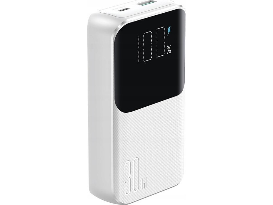 Joyroom 30W 10000mAh mini Power Bank med inbyggda kablar, USB-A & USB-C - Vit