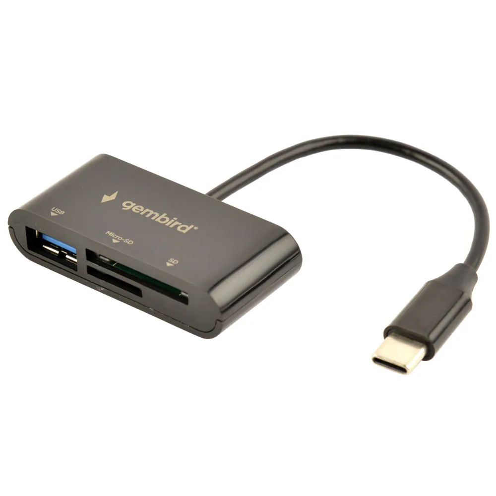 Gembird - Kortläsare (SD, TransFlash, microSD, SDHC, microSDHC, SDXC, microSDXC) - USB-C 3.1 Gen 1