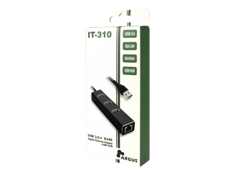 Argus IT-410 - Hubb - 3 x SuperSpeed USB 3.0 + 1 x 10/100/1000 - skrivbordsmodell