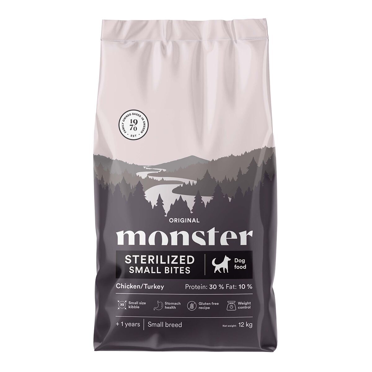 Monster Original Dog Adult Sterilized Small Bites Chicken/Turkey Torrfoder till Hund 12kg