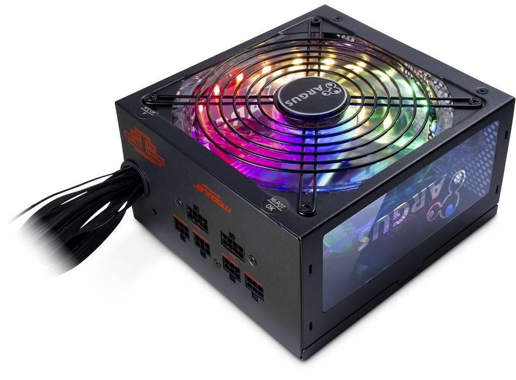 Inter-Tech Argus RGB-650W CM II, ATX, 140 mm fläkt, 80PLUS Gold, semi-modulärt, bild 4