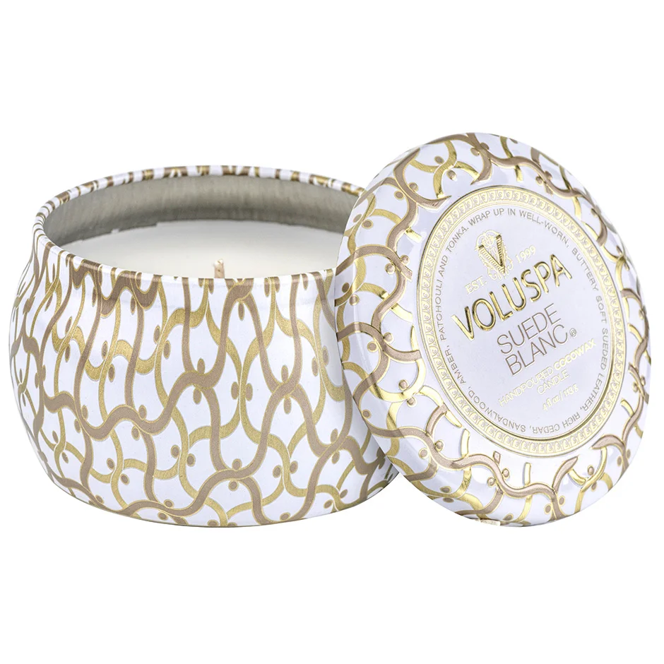 Voluspa Suede Blanc Maison Blanc Decorative Tin Candle 25h