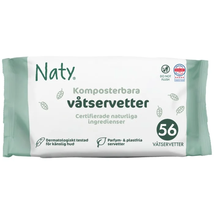 Naty Sensitive Wipes Unscented 56 st