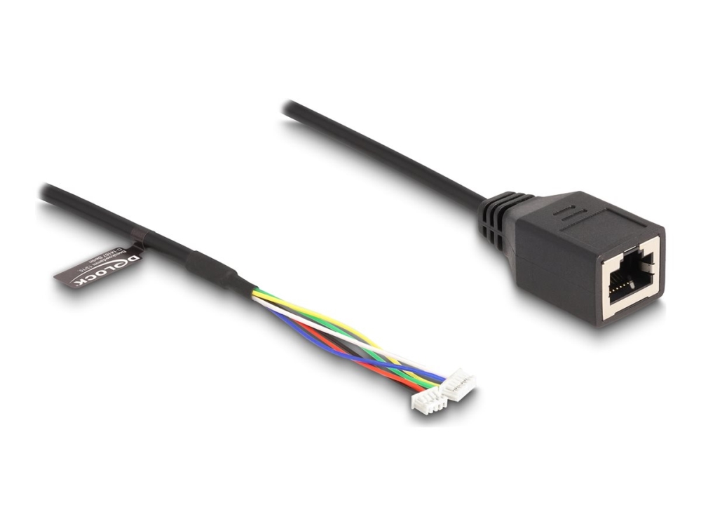 Delock Cat 5e RJ45 till 4/6-polig stiftkontaktadapterkabel – 30 cm – Svart